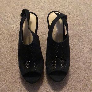 Open Toe Black Wedges